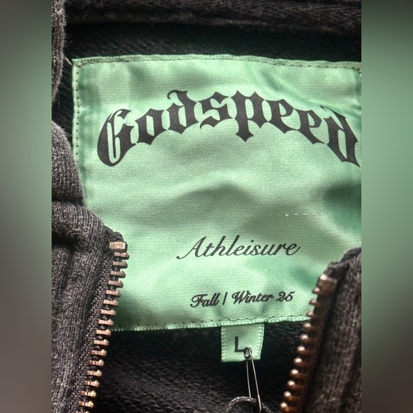 NWT Authentic Godspeed OH Logo V2 Zip Up Hoodie- Black Washed - Picture 6 of 6